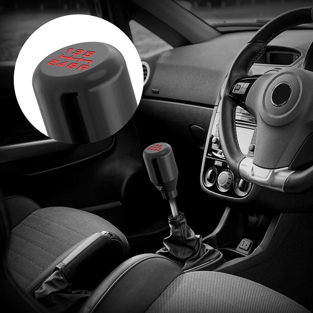 Amazing AUTO (Negro) 6 velocidades con peso manual universal automático palanca de cambios palanca con 4 adaptadores compatible con automóviles