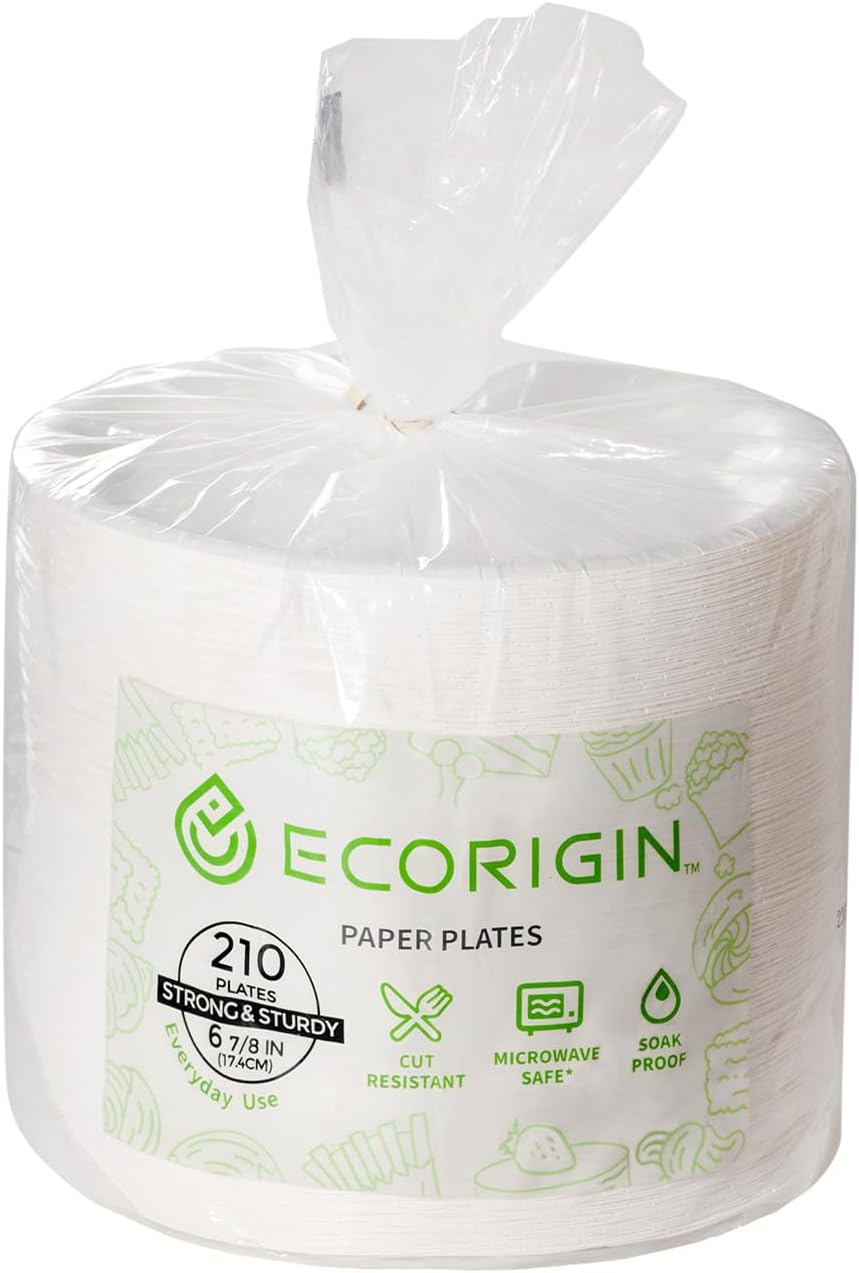 Platos de papel de 6 78 pulgadas, platos pequeños de postre y aperitivos, platos desechables diarios, platos redondos blancos recubiertos a granel,
