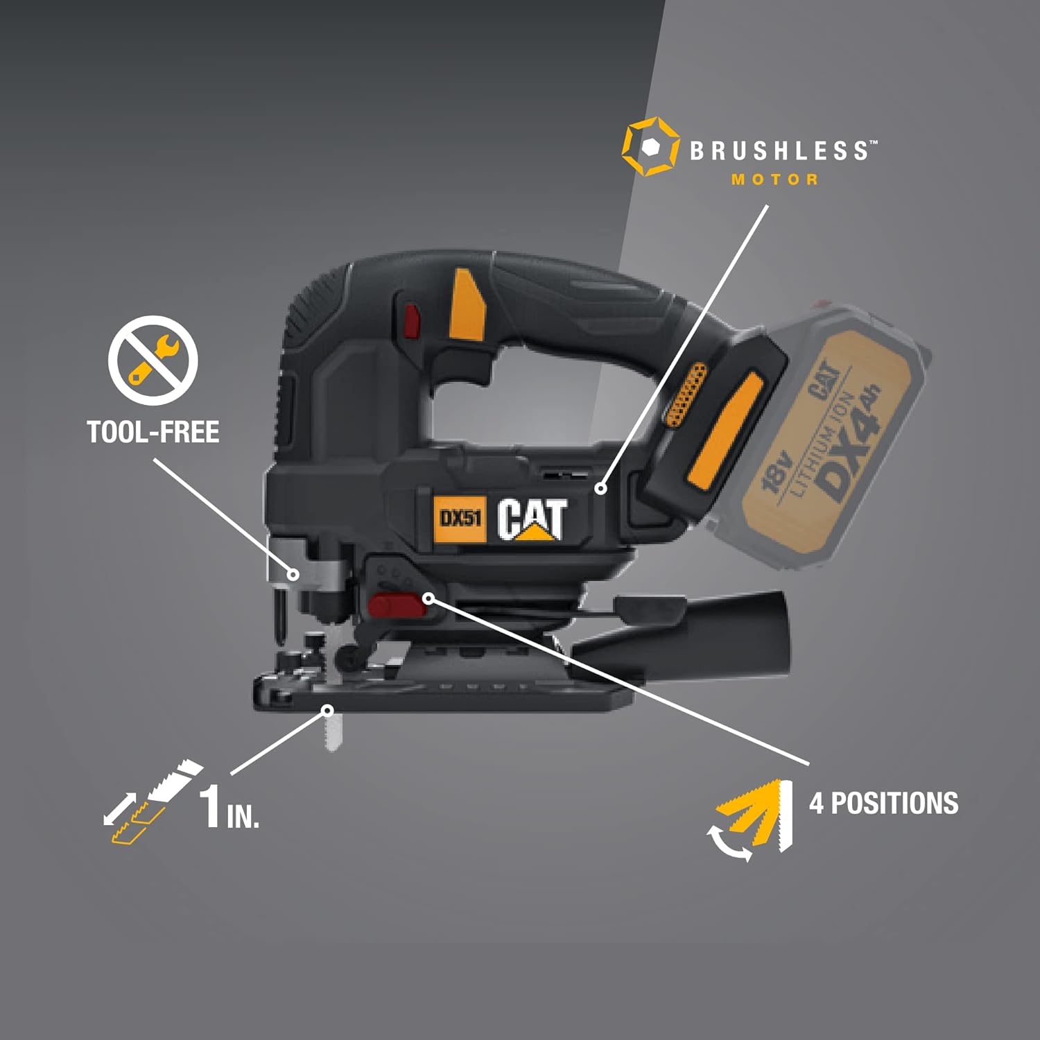Cat 18V 1 PARA TODAS Sierra caladora inalámbrica con motor sin escobillas (solo herramienta) – DX51B