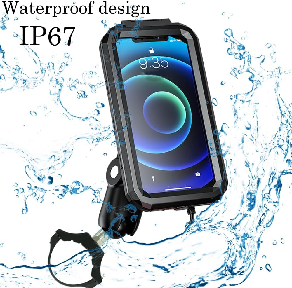 Soporte para teléfono UTV con protector impermeable, soporte para UTV ajustable de 360 grados, compatible con barra antivuelco de 1.62 a 2 pulgadas,