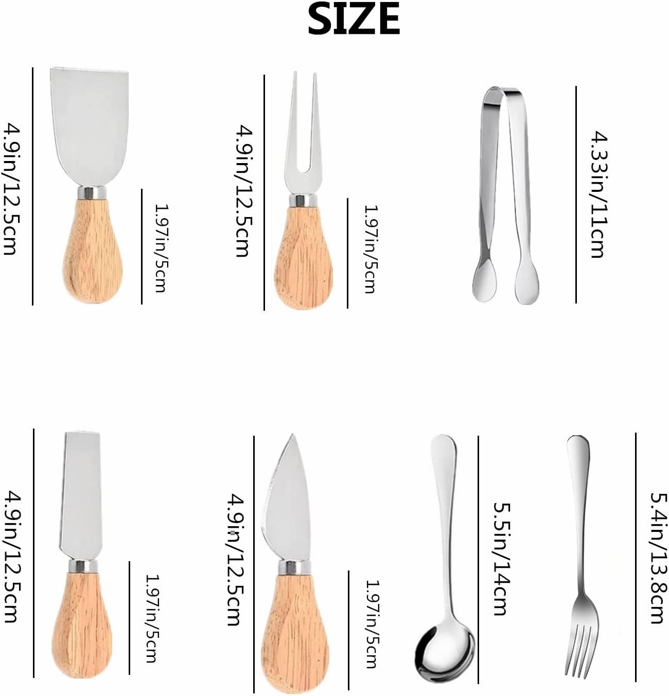 Juego de cuchillos esparcidores, 16 cuchillos esparcidores de mantequilla de queso de acero inoxidable con mini pinzas para servir, cucharas y