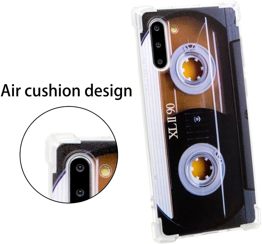 FAteam – Funda para Galaxy Note 10 con esquinas reforzadas de poliuretano termoplástico (TPU), suave, con cinta de casete de música retro,