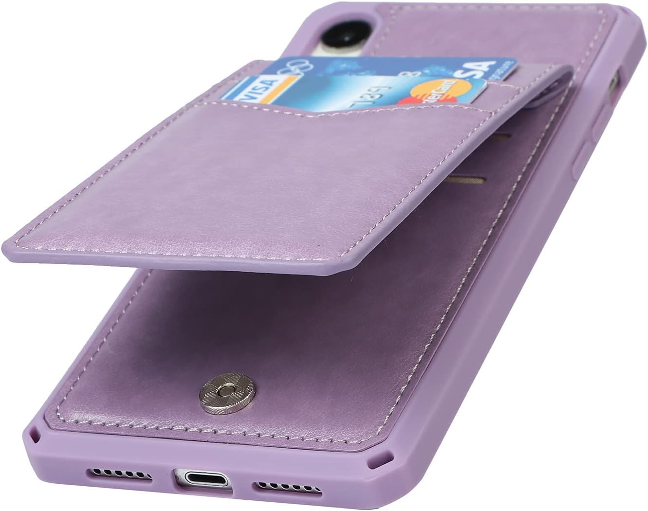 iCoverCase Funda tipo cartera para iPhone XR con soporte para tarjetas bloqueo RFID de piel sintética de alta calidad, ranuras para tarjetas,