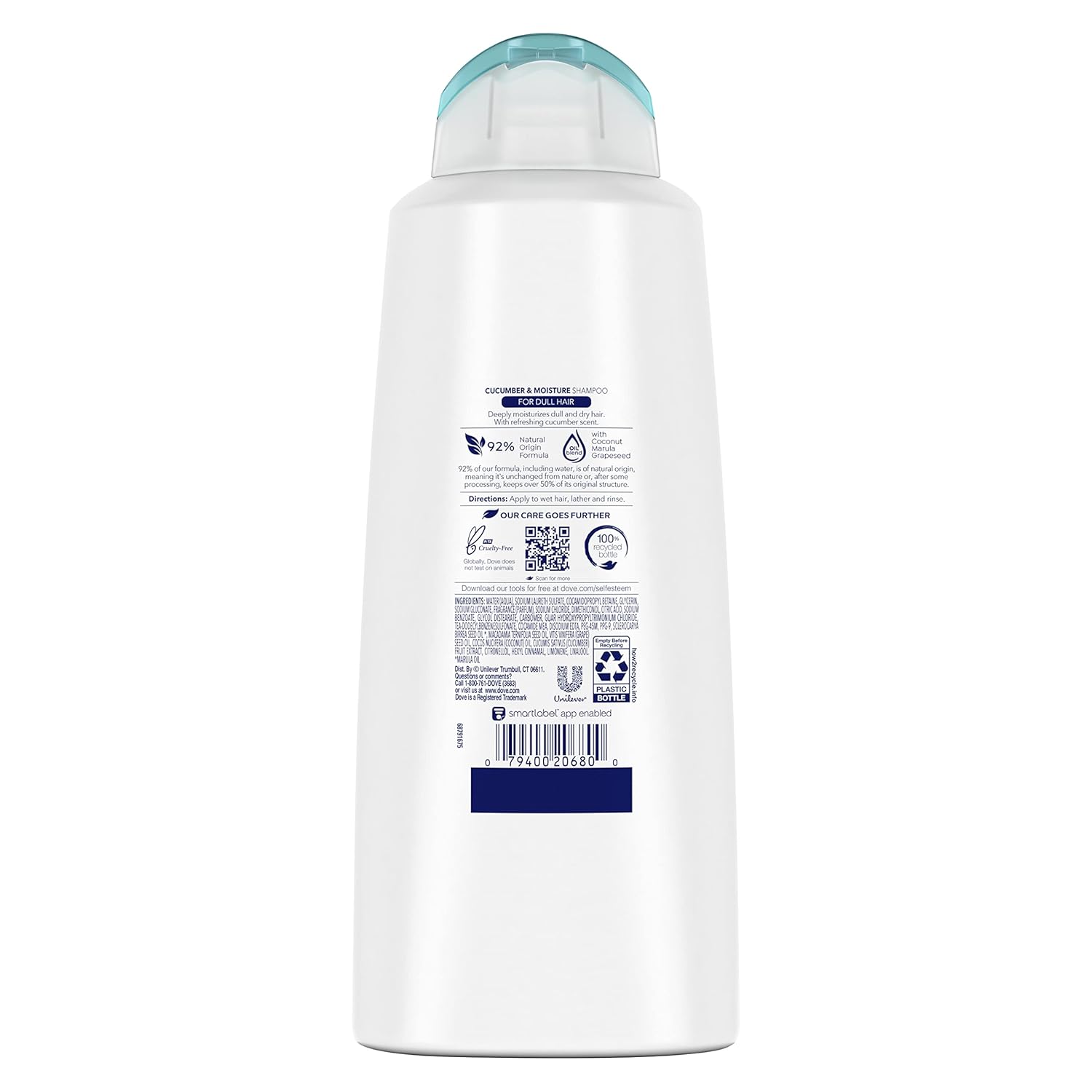 Dove Ultra Care Champú Humedad Diaria para Cabello Seco Champú con Complejo Bio-Restore 20.4 oz (Paquete de 2)