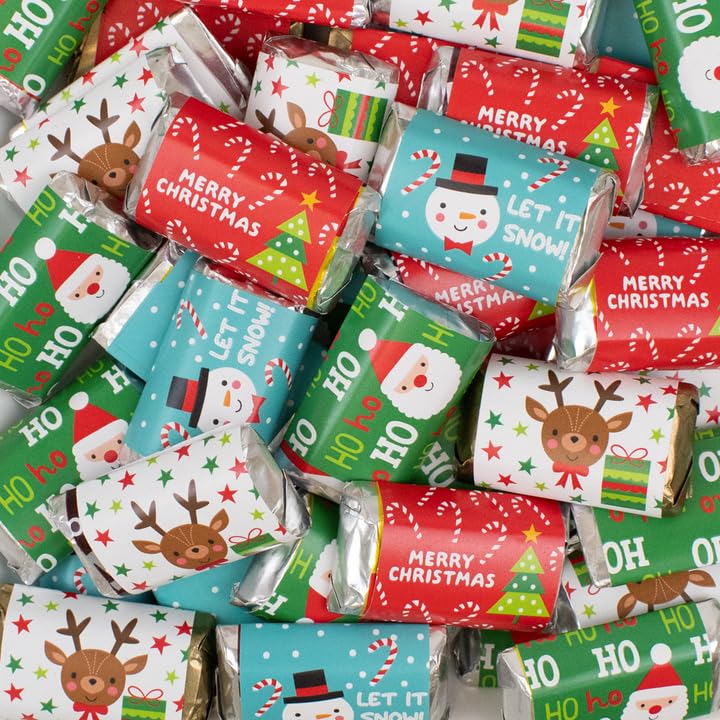 82 piezas de caramelos de Navidad para fiestas en miniatura, chocolate, no requiere montaje, Papá Noel, reno y muñeco de nieve