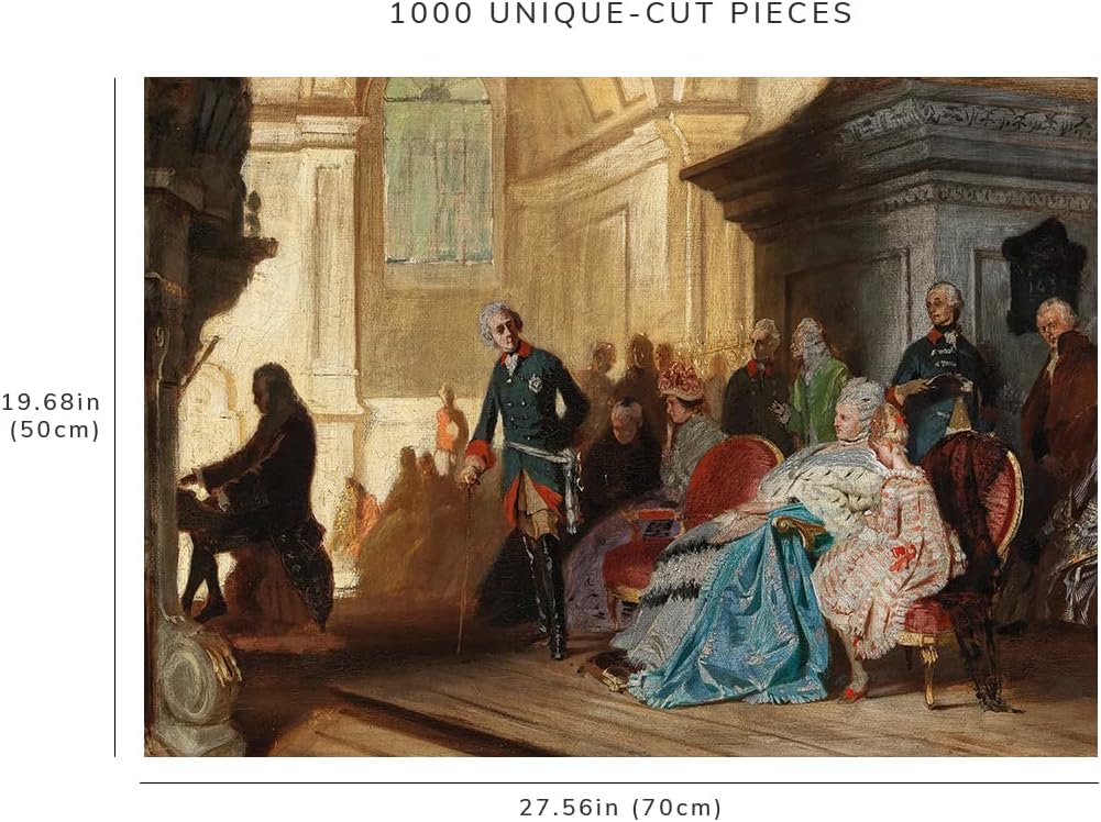 1000 piezas – Pintura del museo – Rompecabezas – Johann Sebastian Bach en el órgano, Sanssouci, Federico el Grande y la familia real el 7 de mayo de