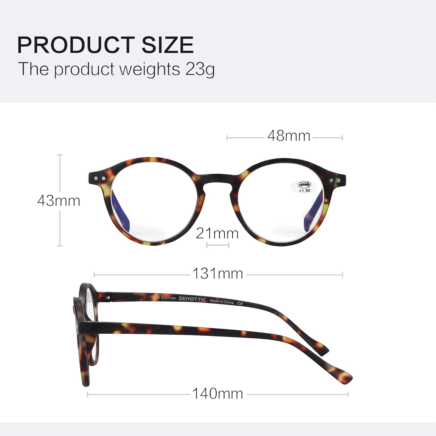 Zenottic – Lentes redondos con diseño de bloqueo de luz azul para lectura para hombres y mujeres