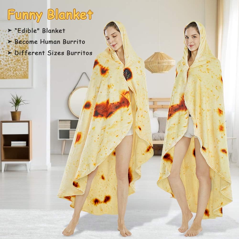 SeaRoomy – Manta redonda de tortilla gigante para burrito, envolvente, suave, para niños y adultos