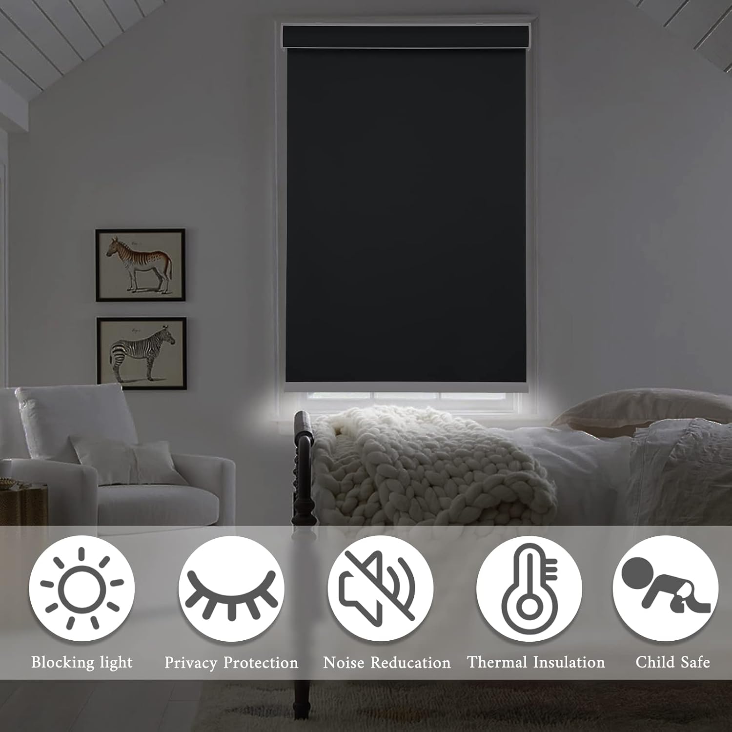 MYshade Persianas enrollables opacas para ventanas, persianas enrollables sin cordón, fáciles de instalar y protección de privacidad, persianas