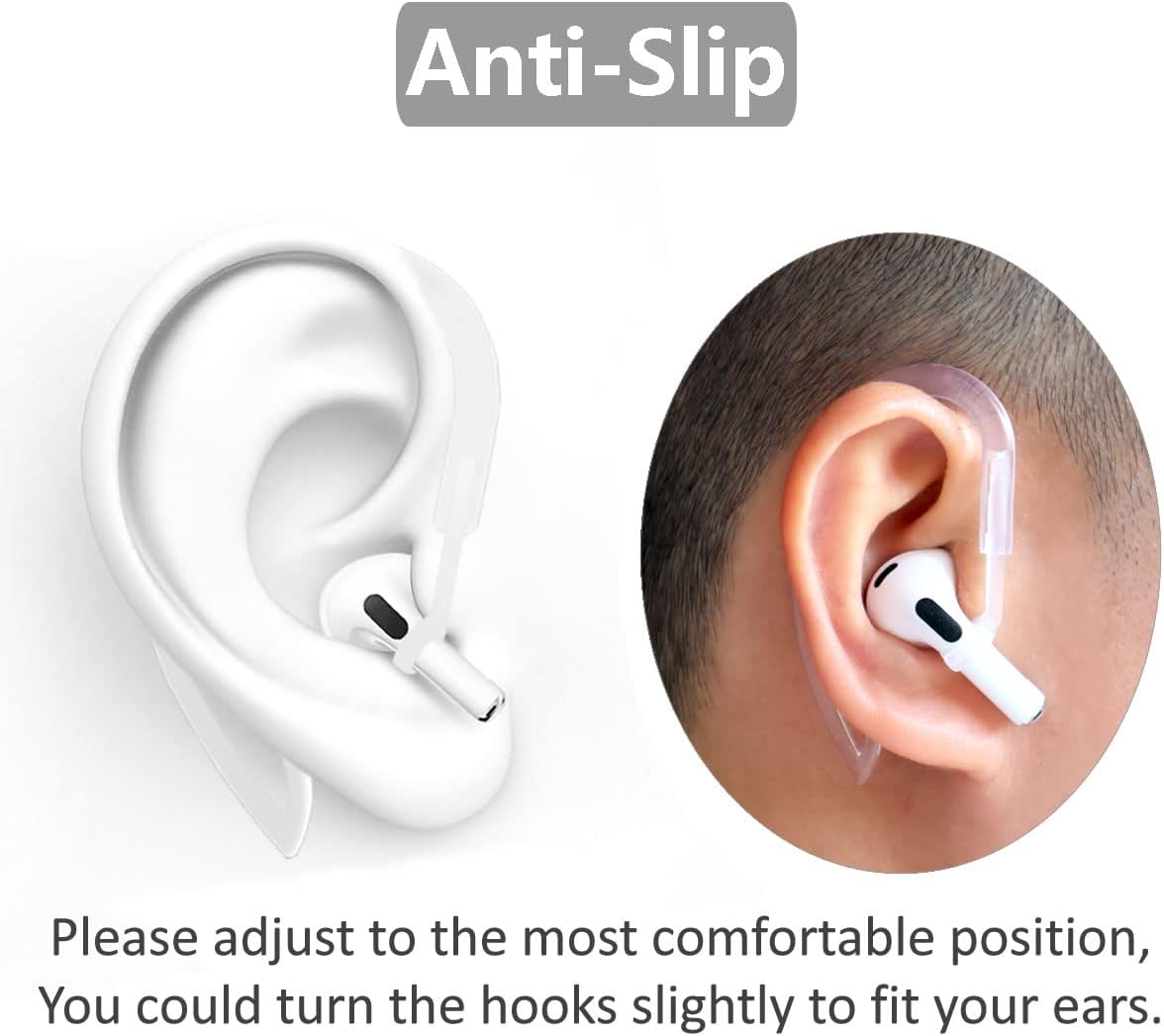 3 pares de ganchos para las orejas compatibles con AirPods Pro 2nd 1st y 3 2 1, rotación de ángulo de 360 grados, longitud ajustable, ganchos