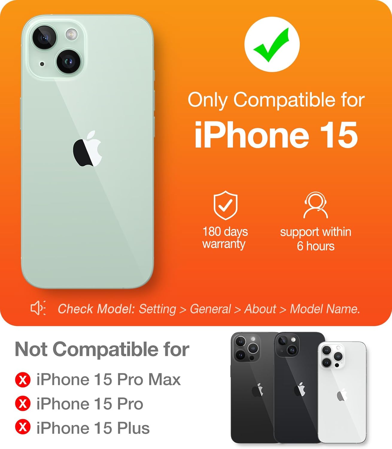 TORRAS Funda transparente con diseño de diamante para iPhone 15 nunca amarilla grado militar anticaídas parte trasera de policarbonato duro,