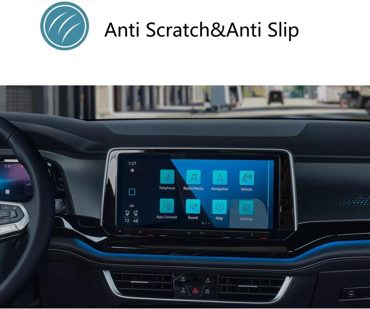 ZFM – Protector de pantalla compatible con Volkswagen Atlas 2024, vidrio templado, dureza 9H, antiarañazos, alta definición, protector de pantalla