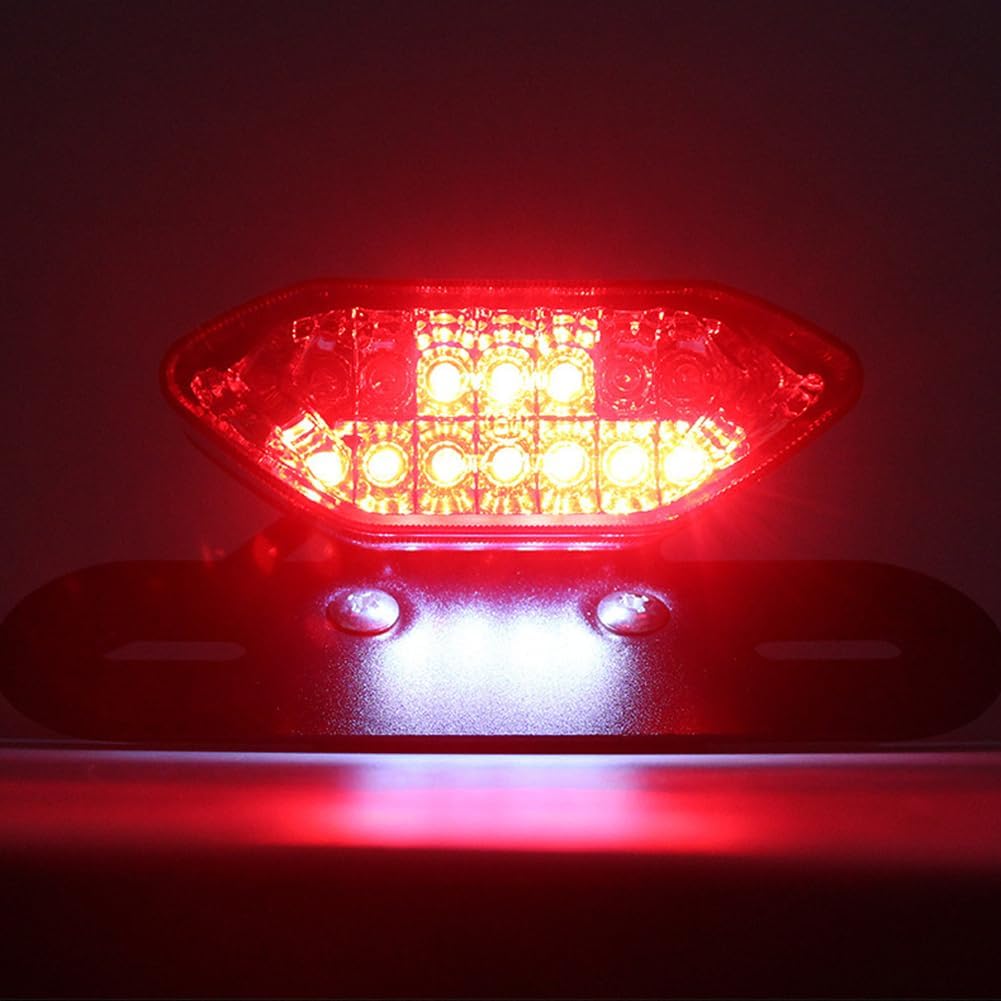 BISHERDER Luz de freno de motocicleta, universal 5 cables 16 LED luz trasera de motocicleta con señales de giro Bisherder12v Luz de matrícula de