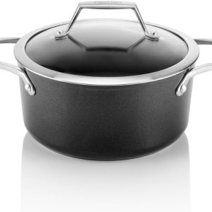 TECHEF – Colección Onyx – Olla de sopa de 2.8 cuartos con tapa de vidrio, recubierta con nuevo revestimiento antiadherente de teflón platino (sin TECHEF – Colección Onyx – Olla de sopa de 2.8 cuartos con tapa de vidrio, recubierta con nuevo revestimiento antiadherente de teflón platino (sin