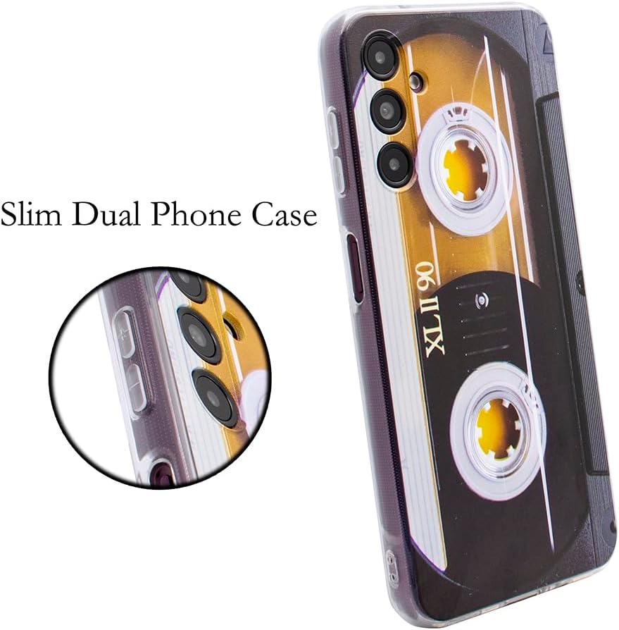 Compatible con Samsung Galaxy A14, funda delgada de doble casete retro a prueba de golpes, suave, funda protectora para Samsung Galaxy A14,