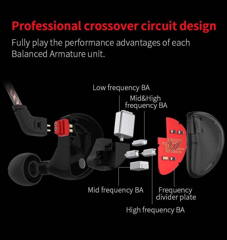 keephifi KZ AS10 – Auriculares intraurales, auriculares con cable Balance Amature 5BA, estéreo de alta fidelidad, auriculares con cancelación de