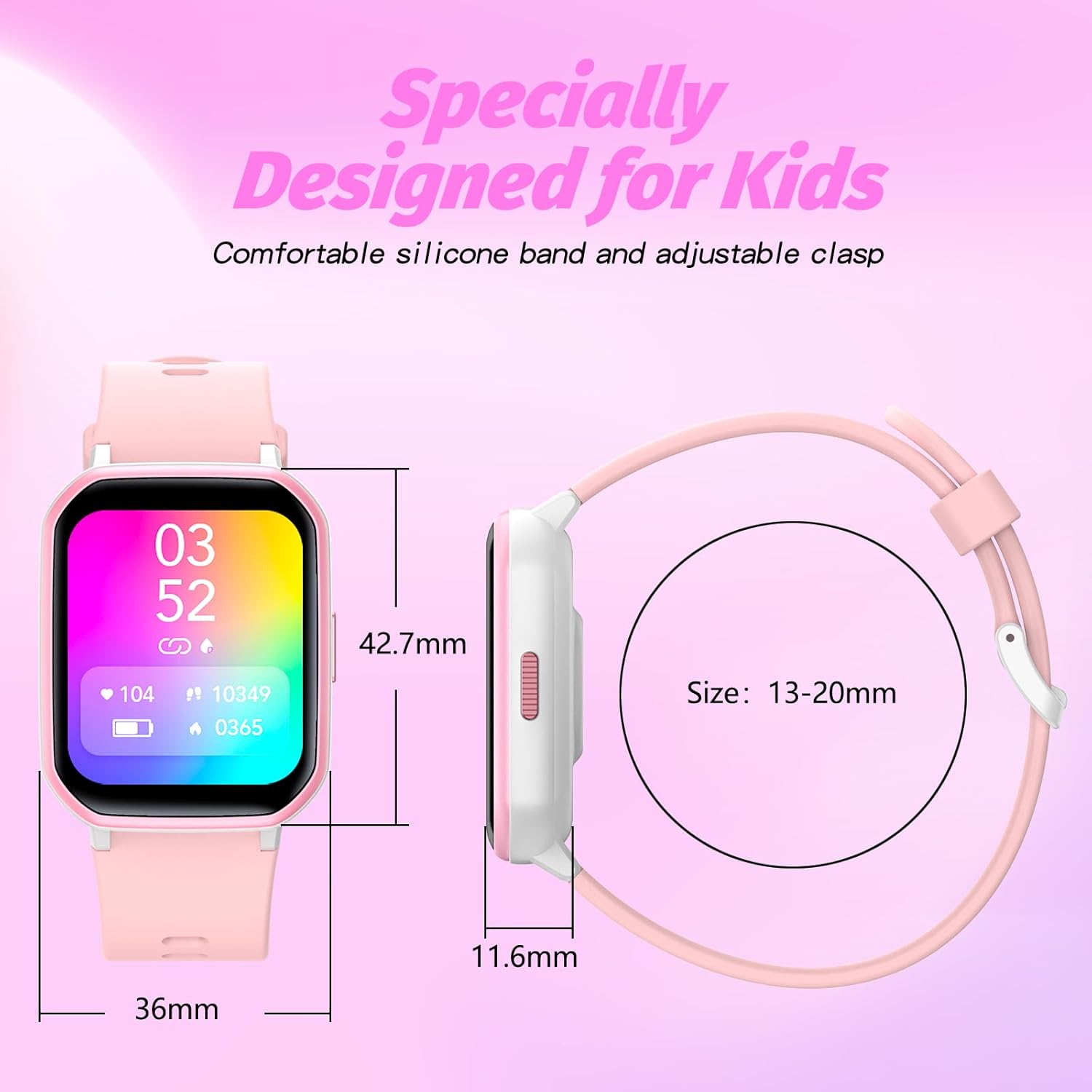 YOUSOKU Reloj inteligente para niños y niñas, reloj de seguimiento de actividad física para niños, esferas de bricolaje de 1.5 pulgadas, 19 modos