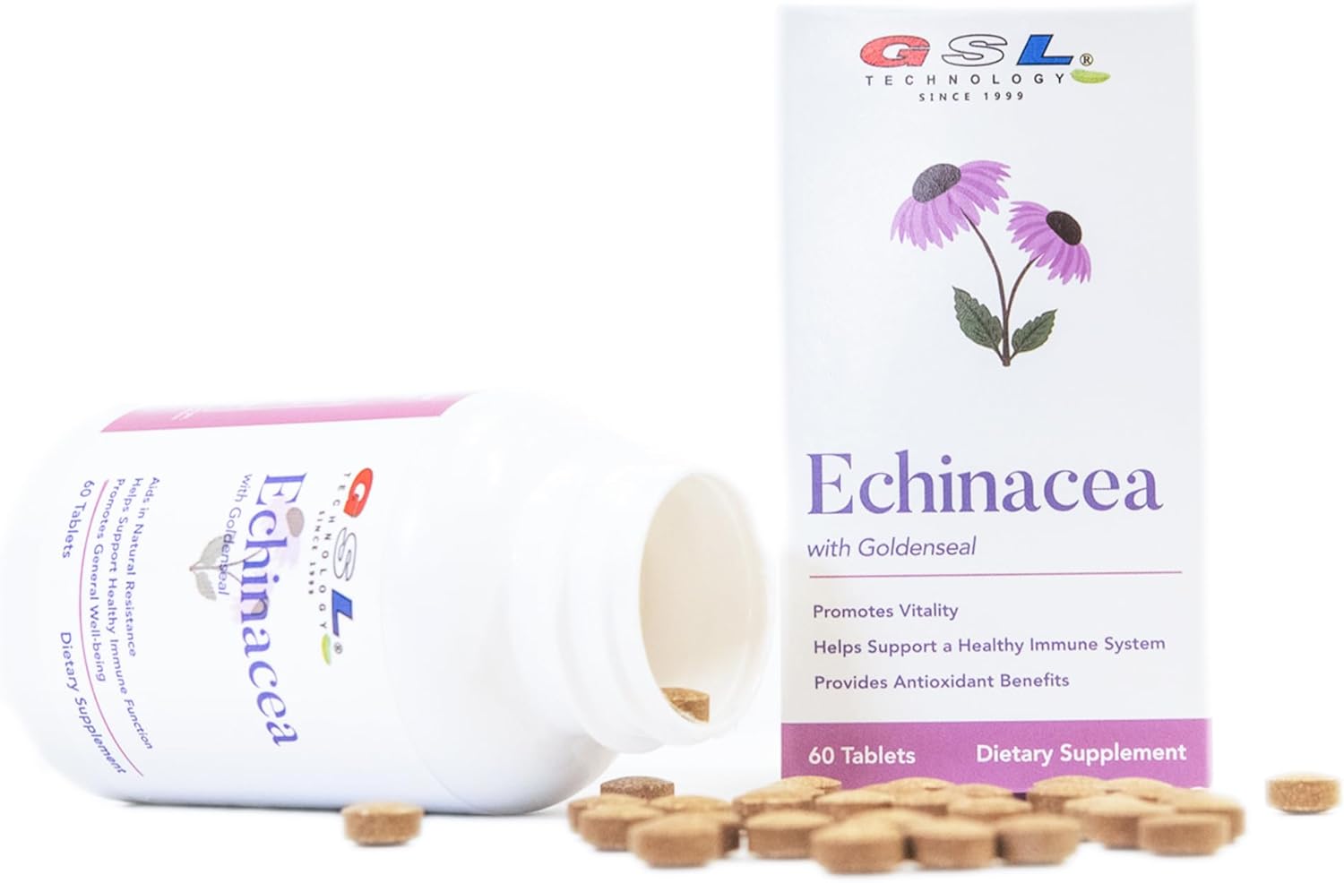 Equinácea con sello de oro  200 mg de extracto de equinácea estandarizado al 4% de equinacósidos  Apoya un sistema inmunológico saludable  Fabricado