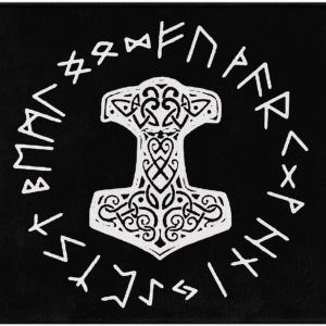 Vikings Mjolnir and Rune Wheel – Felpudo de interior con símbolo de mitología nórdica, alfombra de entrada para puerta de baño, 24 x 16 pulgadas Vikings Mjolnir and Rune Wheel – Felpudo de interior con símbolo de mitología nórdica, alfombra de entrada para puerta de baño, 24 x 16 pulgadas