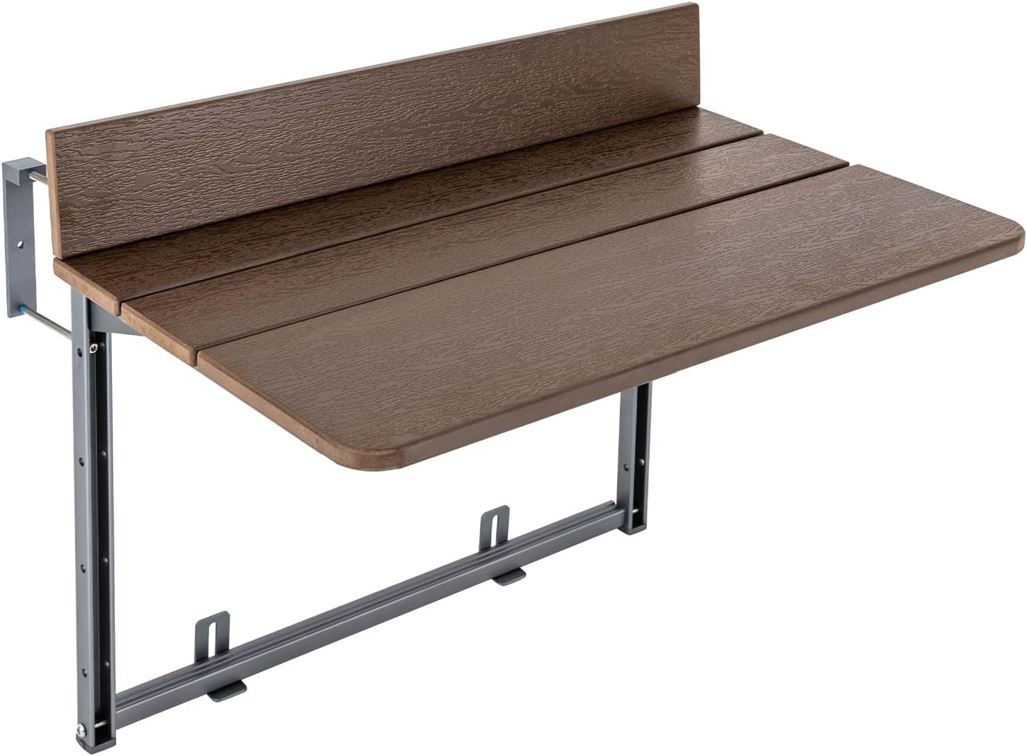 Mesa de bar de balcón para barandillas, mesa de balcón colgante de altura ajustable, mesa colgante plegable para exteriores, mesa de comedor marrón