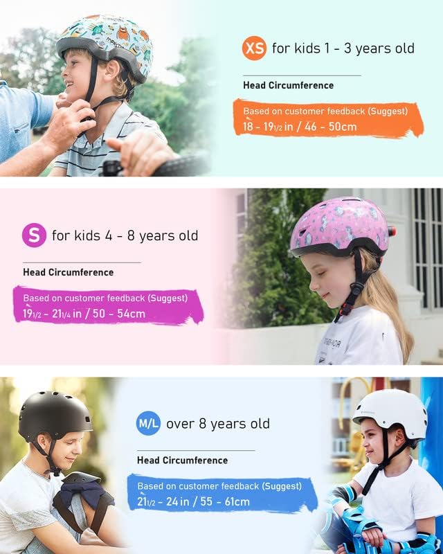 Casco de bicicleta para niños y niñas, cascos ajustables para niños, desde bebébebé hasta niños, 12345678 años con luztalla XS