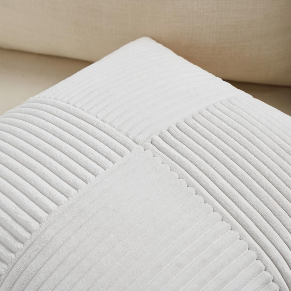 Fancy Homi Paquete de 2 fundas de almohada decorativas grandes de color blanco de 24 x 24 pulgadas para sala de estar, sofá cama, estilo rústico,