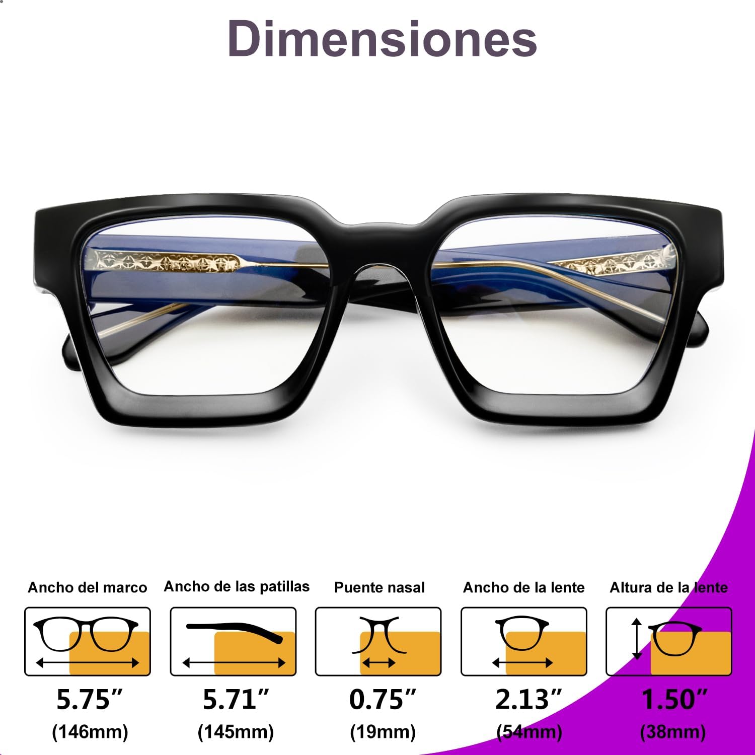 VISOONE – Lentes para bloqueo de luz azul, rectangulares, elegantes, estilo preparatoria, multicolor, marco para mujeres y hombres, diseño River