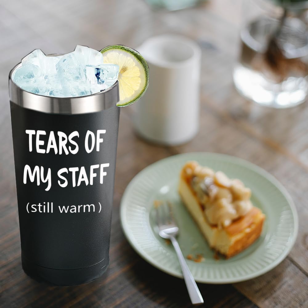 SOCOARZR Regalos de jefe para hombres, regalos del día del jefe para hombres, vaso de lágrimas de mi personal, regalos divertidos para hombres, el
