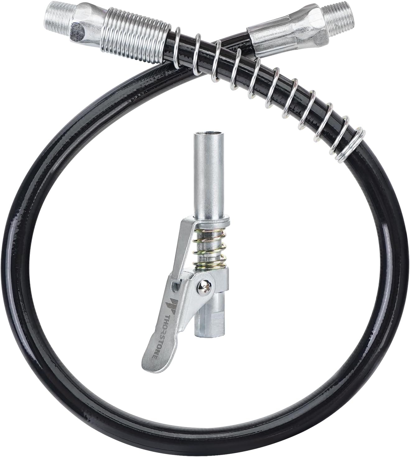 Thorstone Juego de manguera flexible de resorte de 18 pulgadas y acoplador de bloqueo para pistola de engrase  Patente de EE. UU. 29826908
