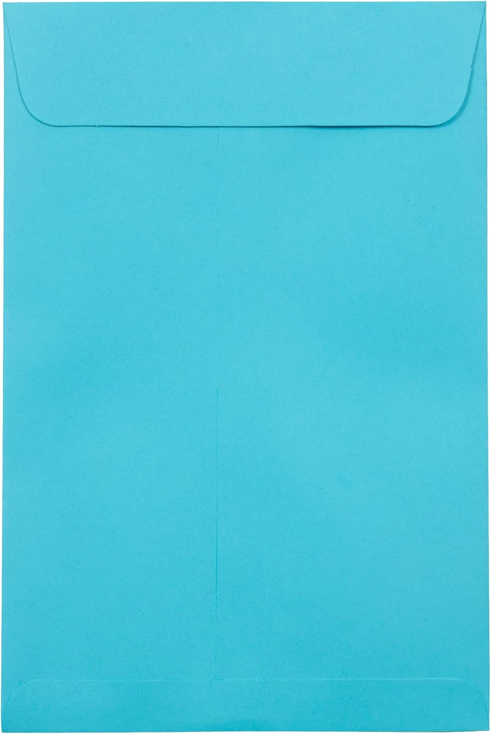 JAM PAPER Sobres de catálogo de colores de extremo abierto de 6 x 9 con cierre de despegar y sellar, color azul, paquete de 50 unidades