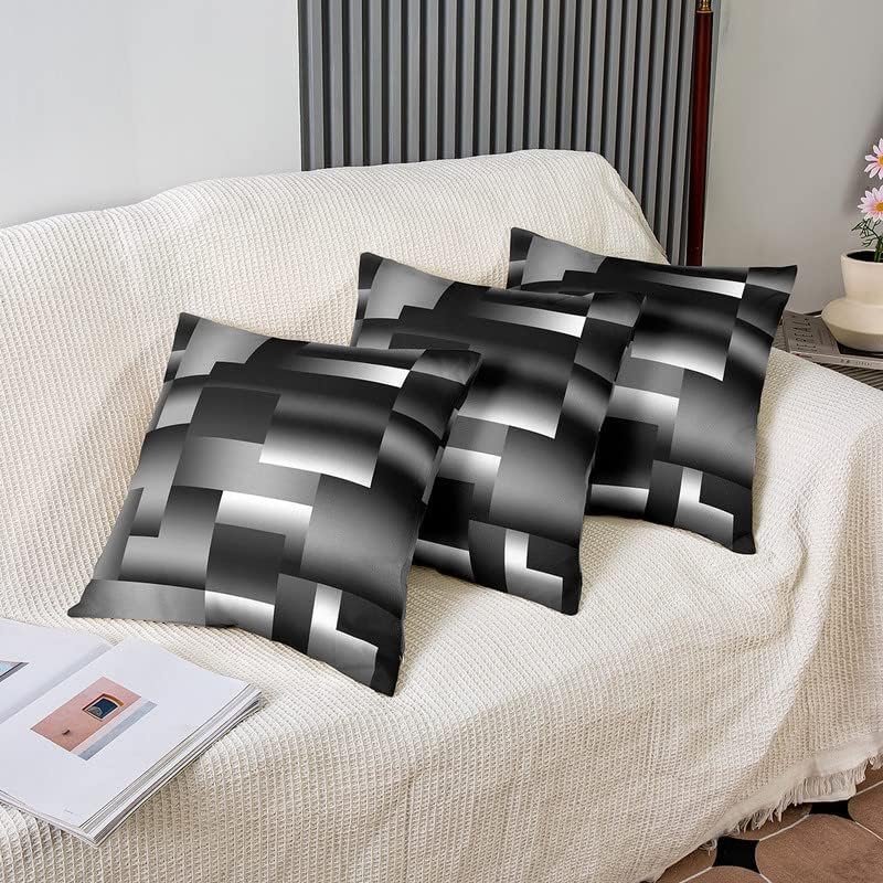 jejeloiu Funda de almohada abstracta de 20 x 20 pulgadas, suave, moderna, arte abstracto, funda de cojín para sofá, negro, blanco, gris, fundas de