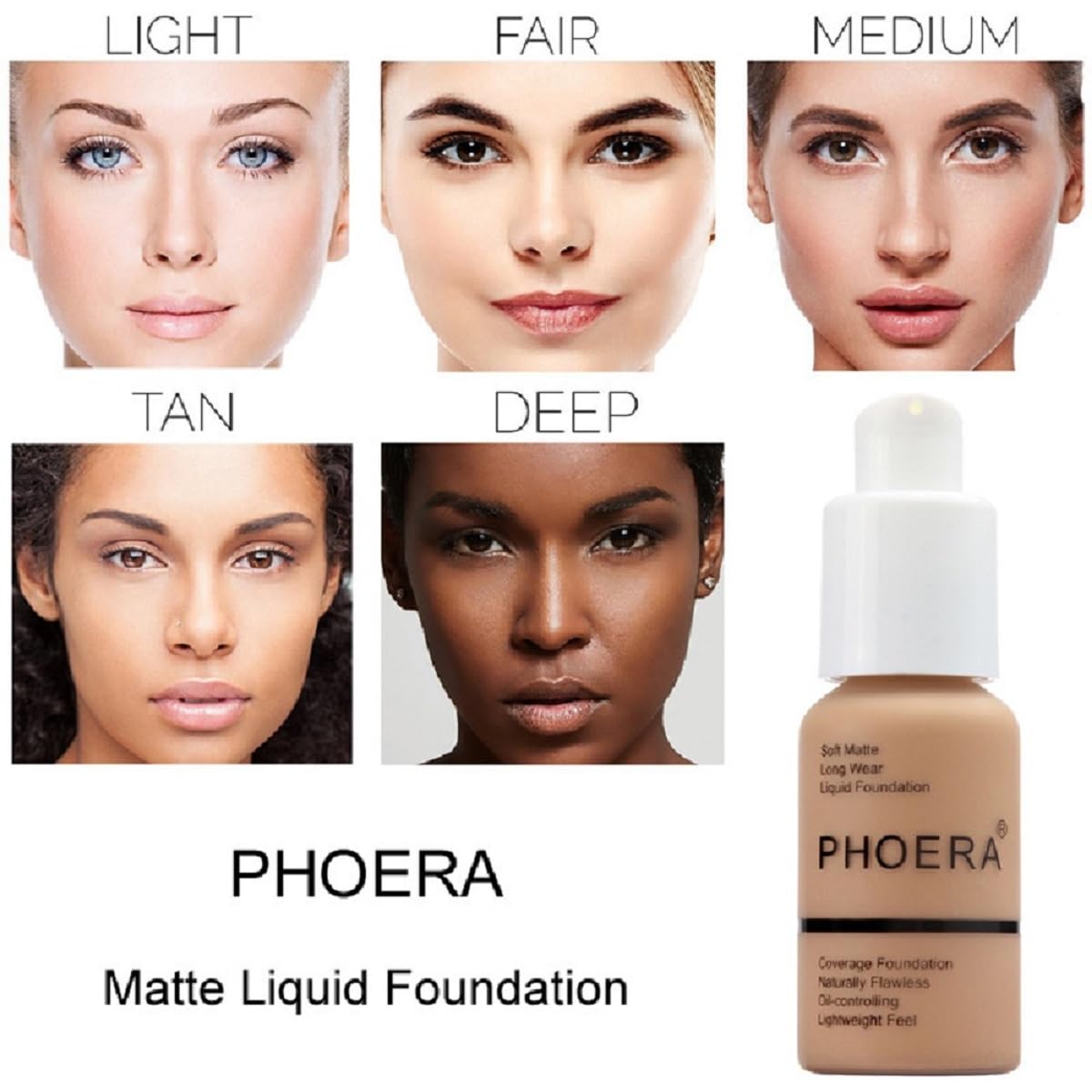 PHOERA – Base líquida mate suave y impecable de 24 horas, corrector de control de aceite, maquillaje (1 unidad-104 – beige pulido)