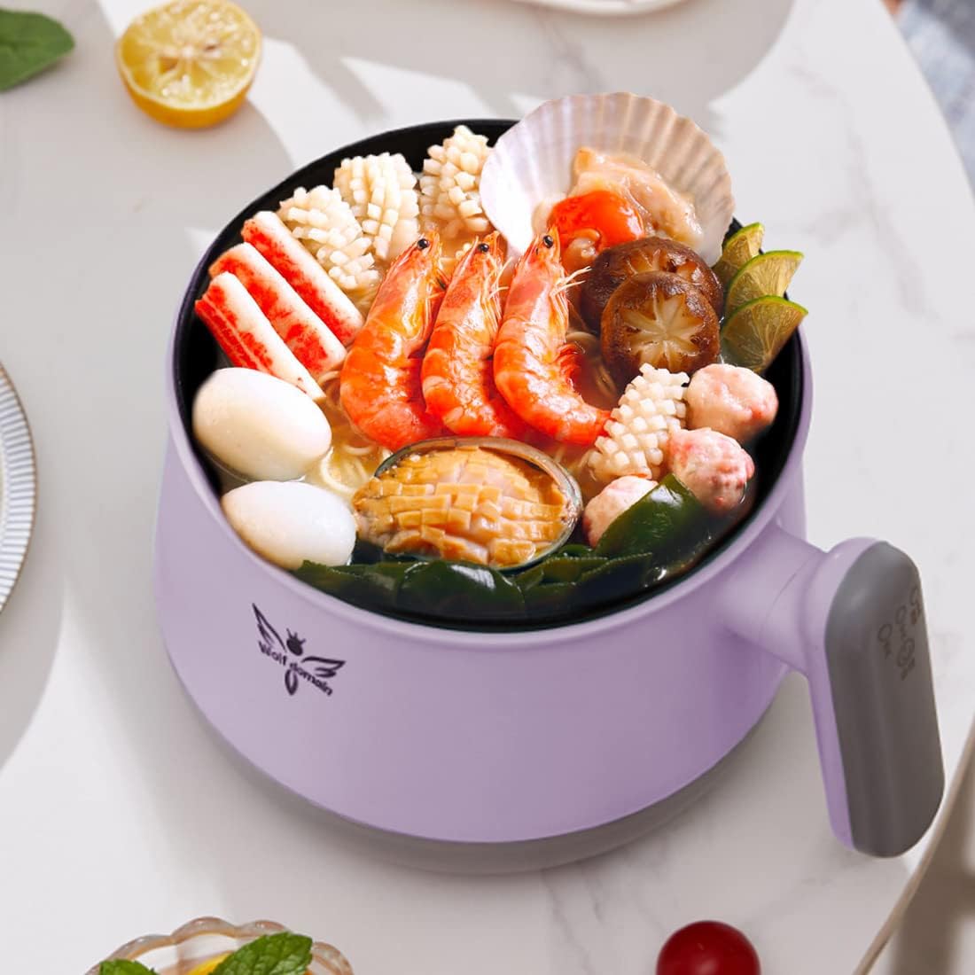 Shabu Shabu Shabu – Olla eléctrica multifunción automática inteligente de 1.8 L, mini olla antiadherente con control multipotencia, cocina eléctrica