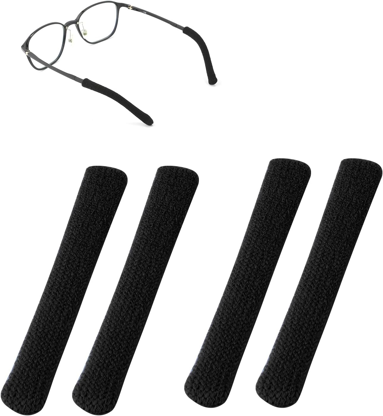 4 almohadillas para las orejas, almohadillas de algodón de punto suave antideslizantes para las patillas, almohadillas para lentes detrás de la