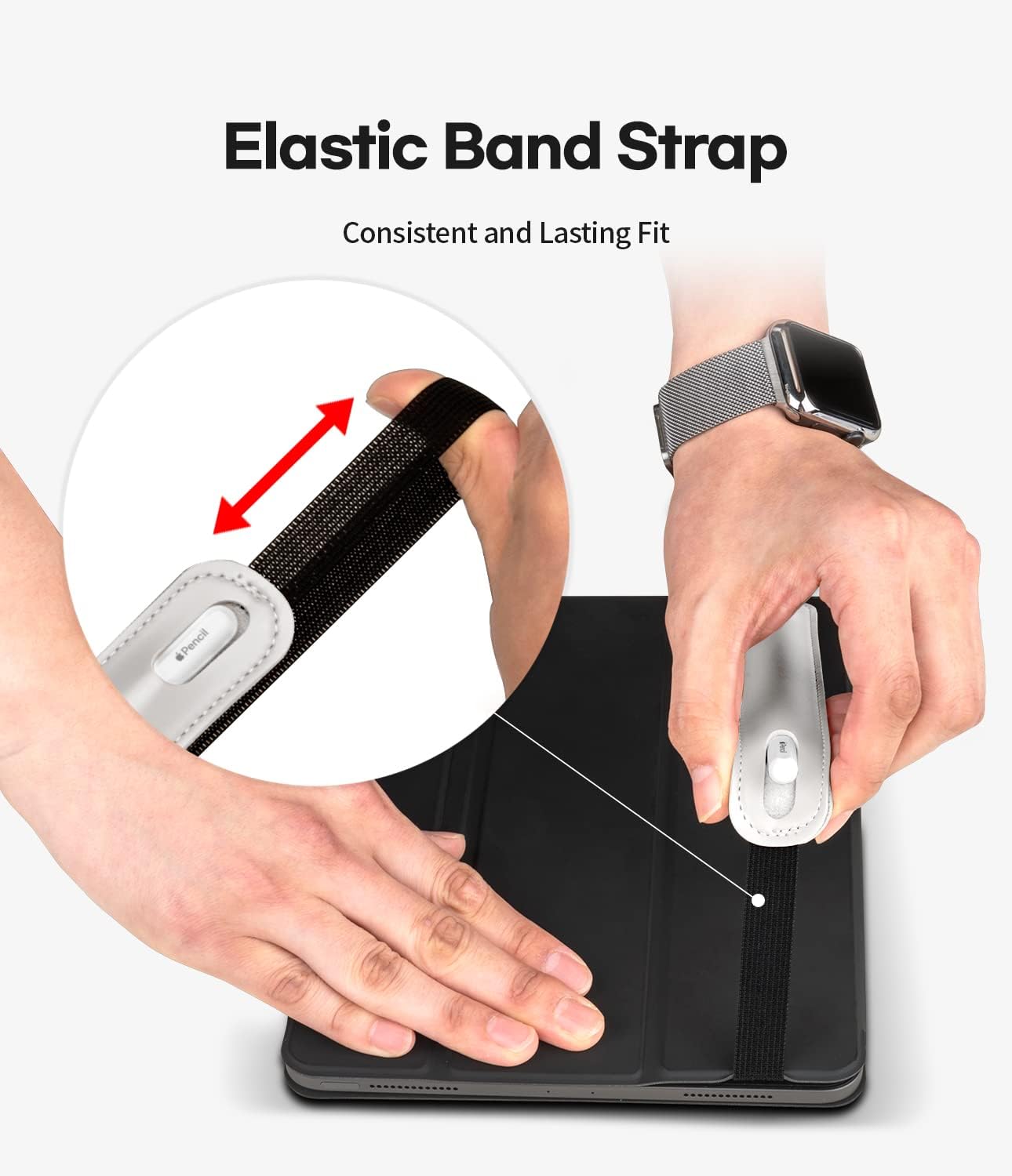 Goospery Soporte para lápices compatible con Apple Pencil (1 y 2 generación) Funda de piel sintética, accesorios de bolsillo, banda elástica para