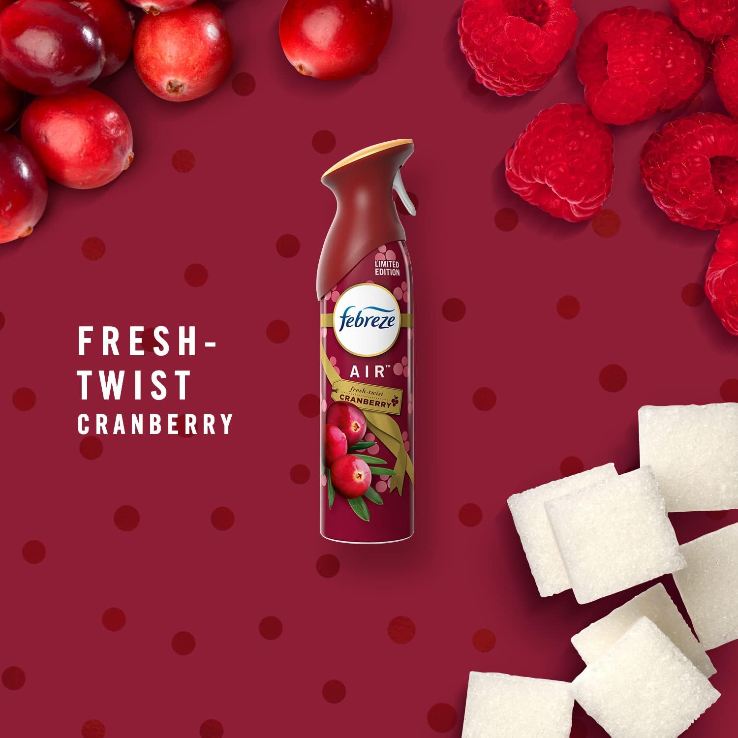 Febreze Ambientador en aerosol en edición limitada Holiday Collection 2020 Fresh-Twist Cranberry Fragrance (peso neto 8.8 onzas por botella).