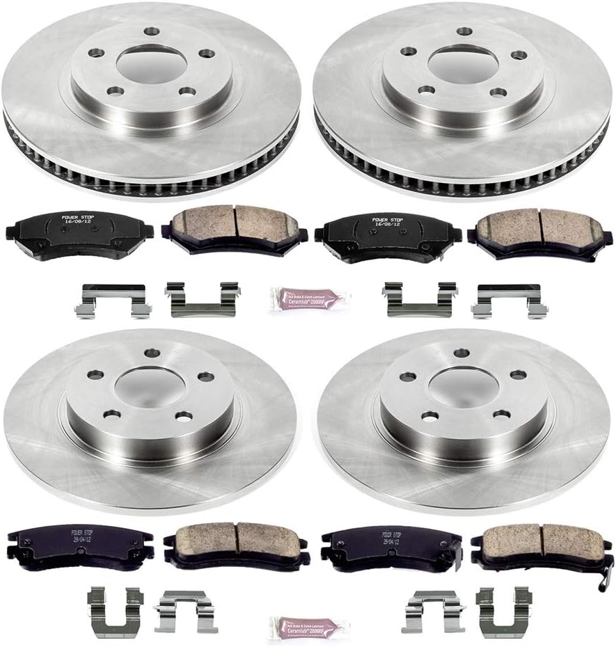 Power Stop KOE1545 Kit de freno de repuesto delantero y trasero Autospecialty – Rotores de freno OE y pastillas de freno de cerámica específico de