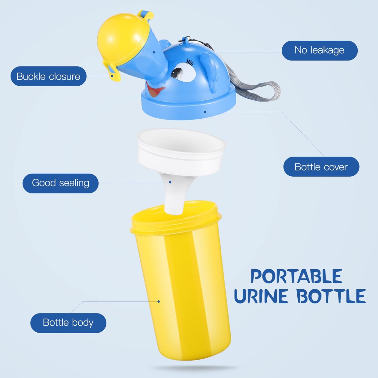 NUOBESTY Botella de orina para niños, orinal portátil para orinal, taza de entrenamiento de orina de emergencia para acampar al aire libre, viajes