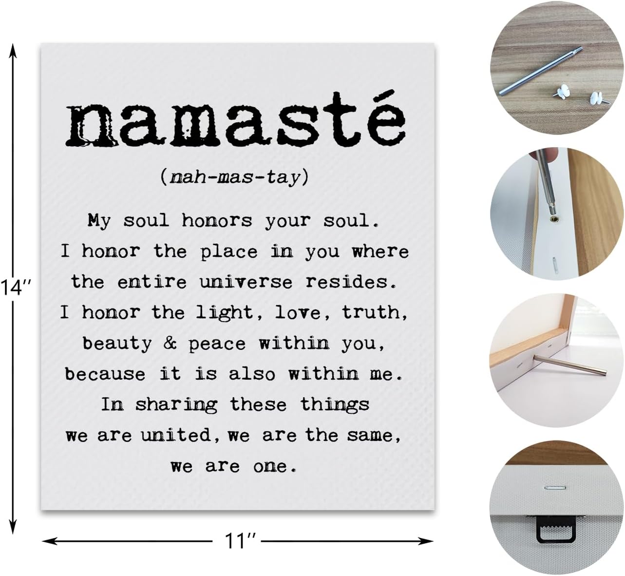 Nogrit Namaste Meaning Mindfulness Zen Yoga – Arte de pared de 11 x 14 pulgadas, decoración temática de meditación para el hogar, dormitorio, sala