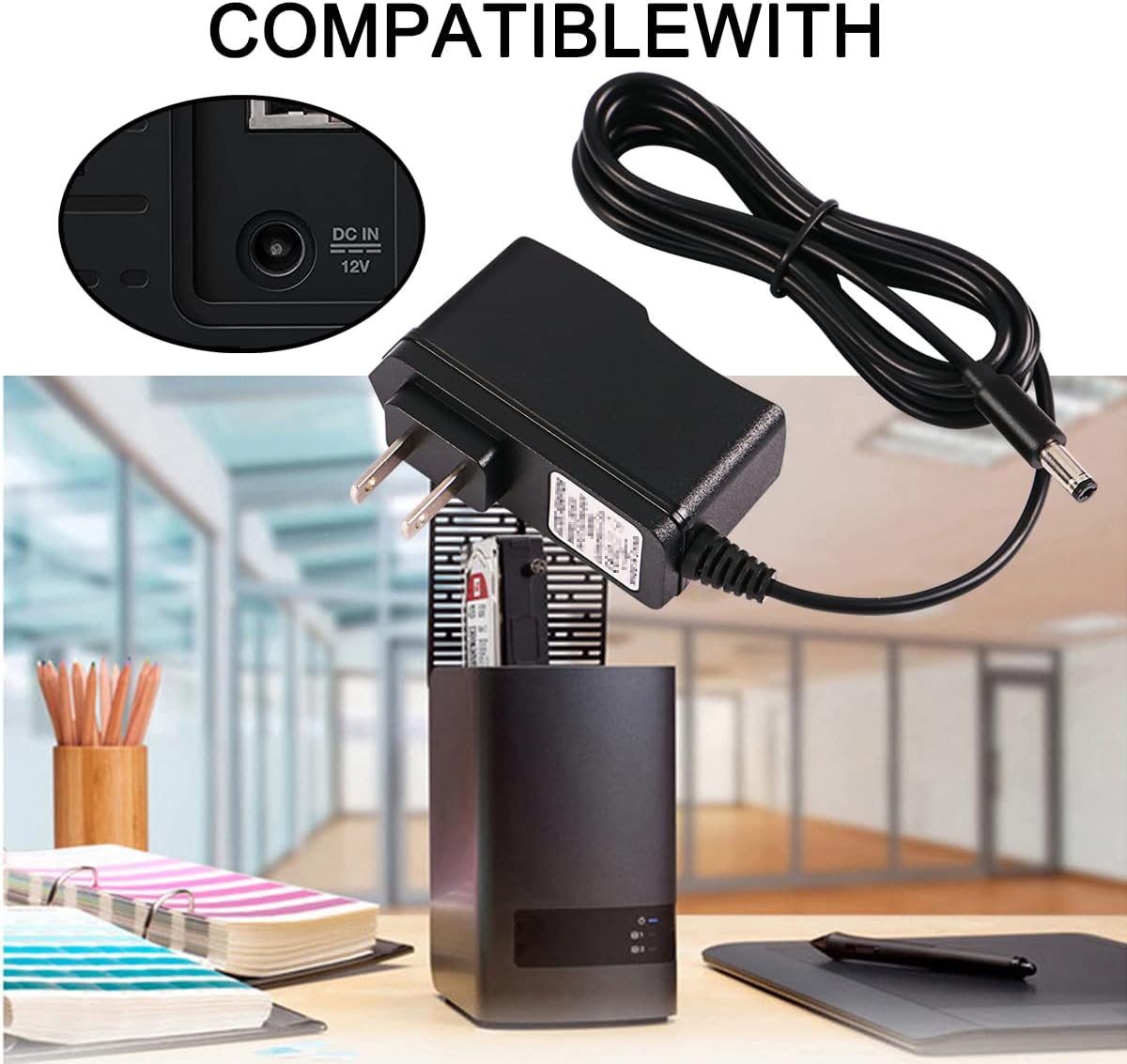 Adaptador de fuente de alimentación de 12 V 2 A CACC para WD Western Digital, My Book Essential Externo, disco duro HDD, WD TV Live Hub Media