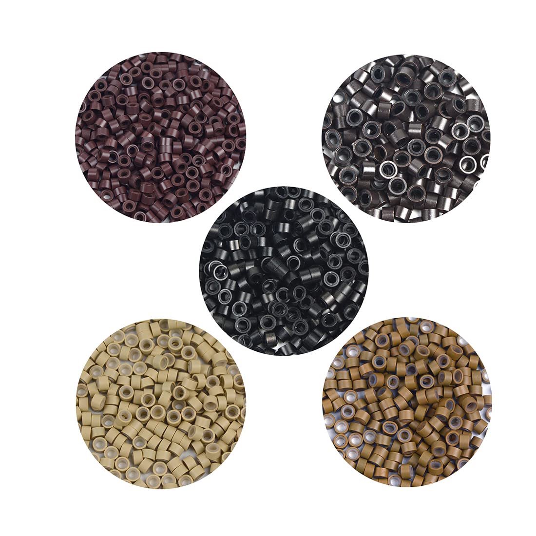 500 piezas de microanillos forrados de silicona, cuentas forradas de 0.197 in para extensiones de cabello (negro)