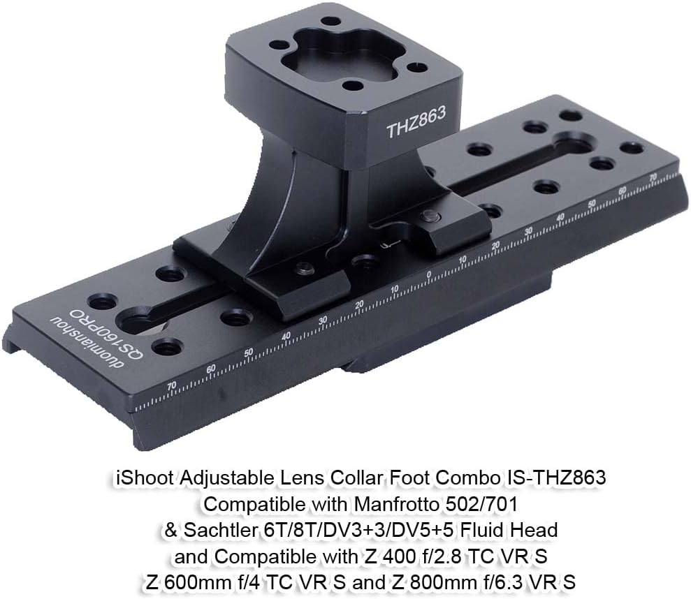 iShoot Soporte de pie para soporte de lente compatible con Nikon Z 15.748in f2.8 TC VR S, Z 23.622in f4 TC VR S, Z 31.496in f6.3 VR S, soporte de
