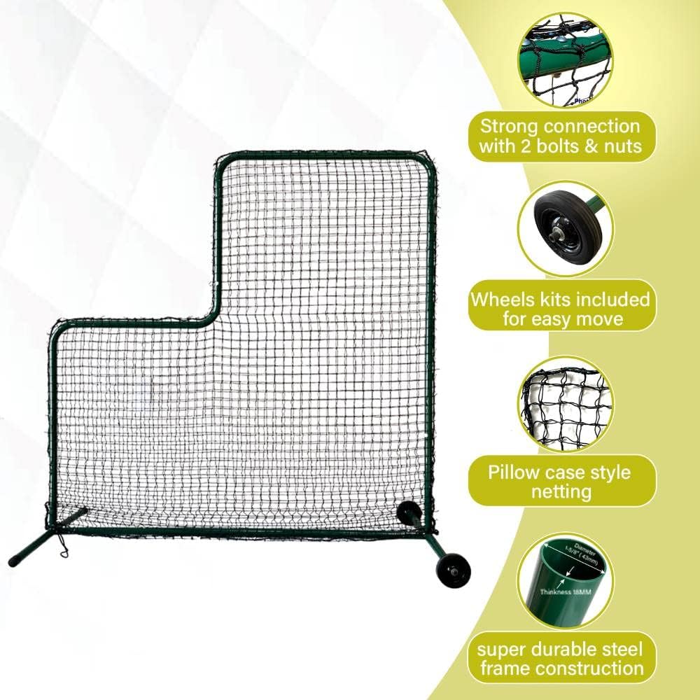 Pantalla de lanzamiento con ruedas, pantalla L portátil de 7 x 7 pulgadas con corte de 3 x 3, protector corporal, pantalla de seguridad de jaula de