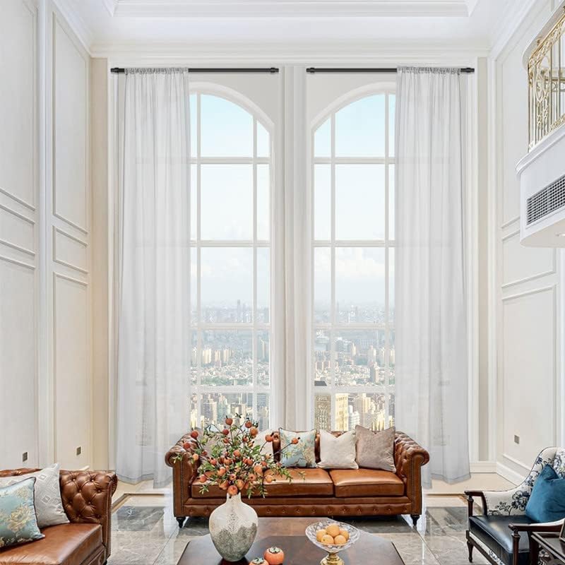 Cortinas traslúcidas extralargas de 144 156 168 192 204 216 240 pulgadas de largo, cortinas de 2 pisos para sala de estar de alto celosía, ventana