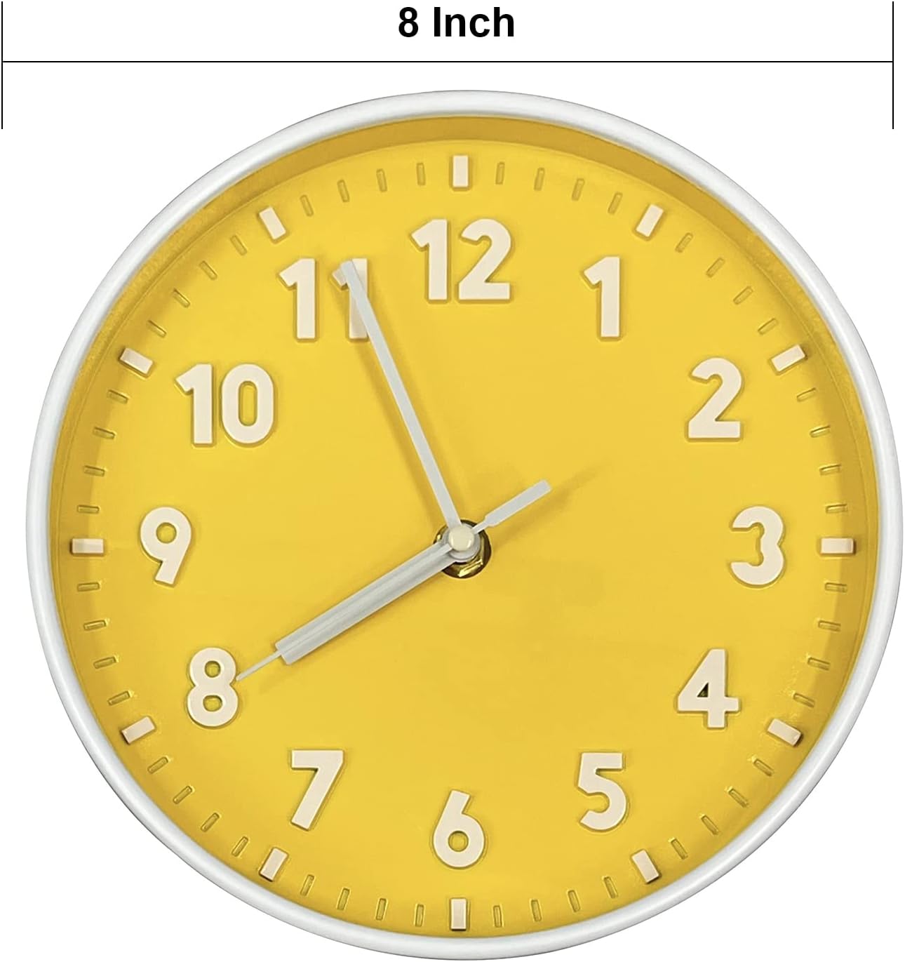 ANDSTAR Reloj de pared redondo de 8 pulgadas con números arábigos 3D, respetuoso con el medio ambiente, silencioso, sin tictac, fácil de leer, para