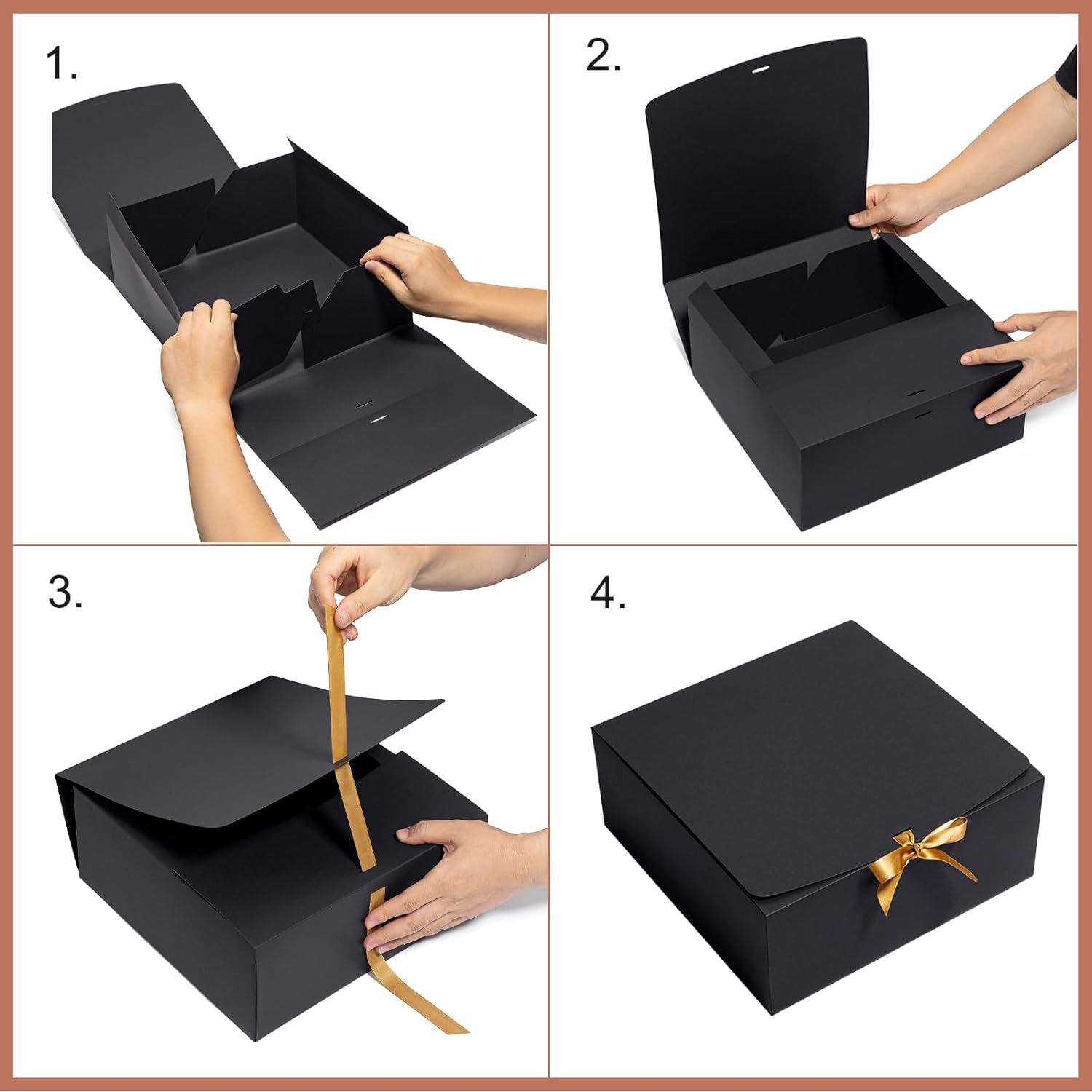 Mcfleet Cajas de regalo negras con tapas de 12 x 12 x 5 pulgadas, paquete de 10 cajas de regalo de padrinos de boda, caja de regalo de cartón para
