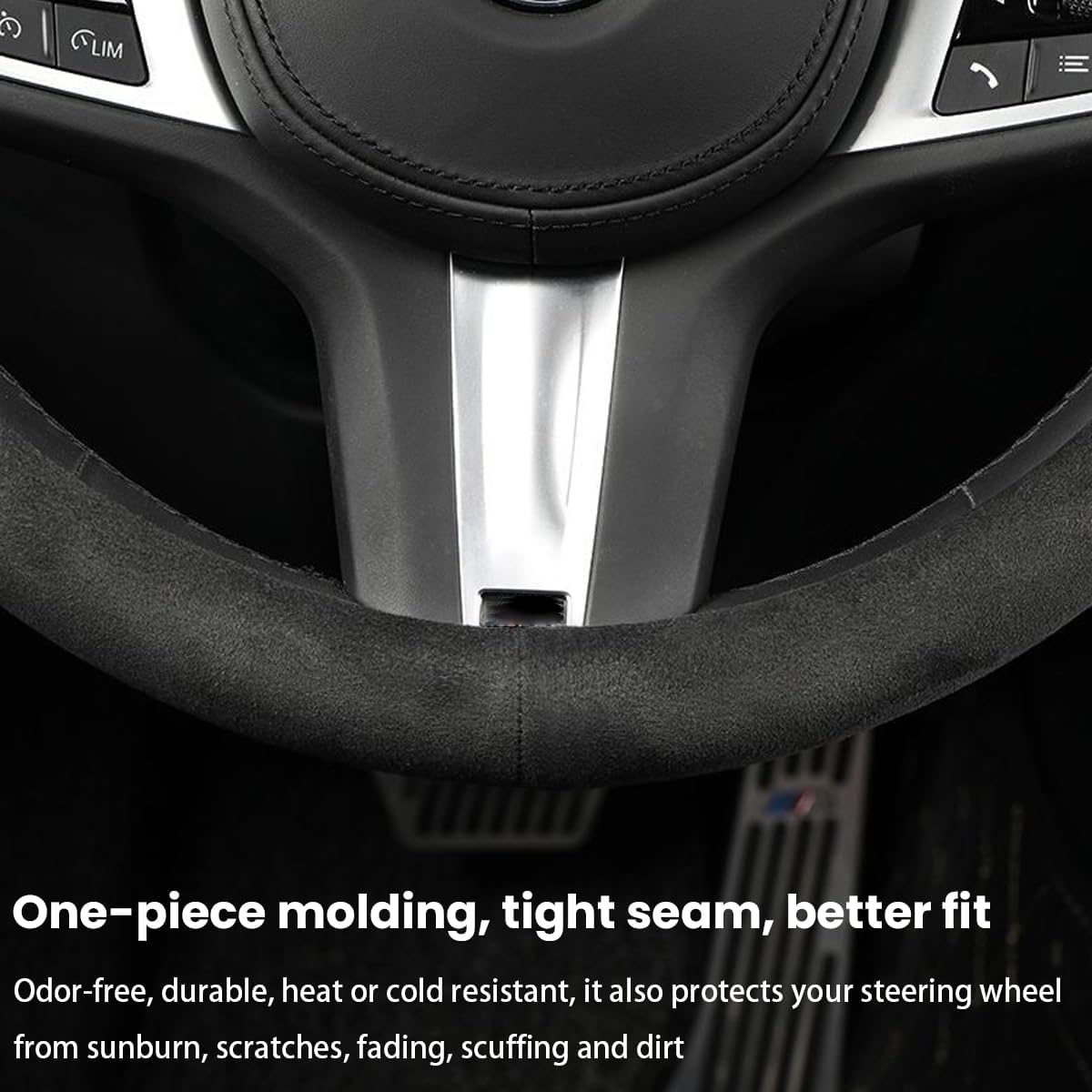 Funda para volante, antideslizante y transpirable, cálida en invierno y fresca en verano, protector de volante de automóvil de 15 pulgadas con