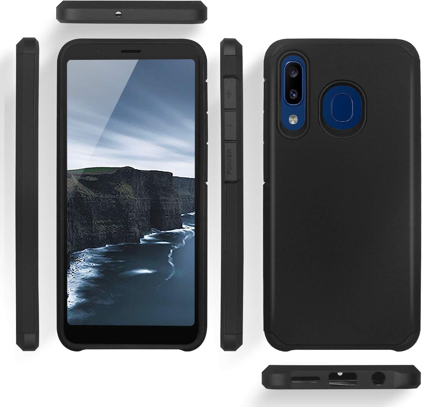 TJS Funda para teléfono compatible con Alcatel 3V 20195032W (no compatible con Alcatel 3V 2018), cubierta híbrida de doble capa a prueba de golpes