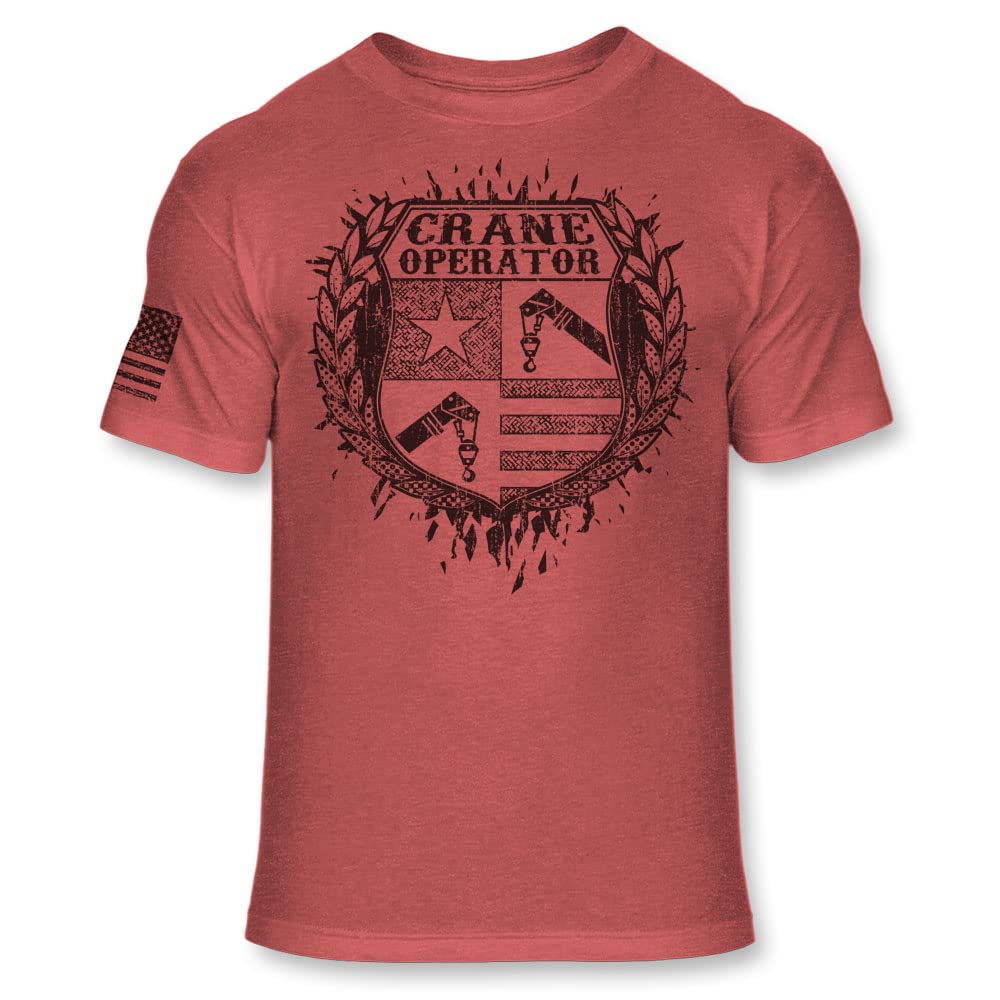 Crane Operator Crest T-Shirt – Crane Operator Coat of Arms Shield Shirt – USA Crane Badge Emblem Logo Tee – Athletic blend T-Shirt – A227