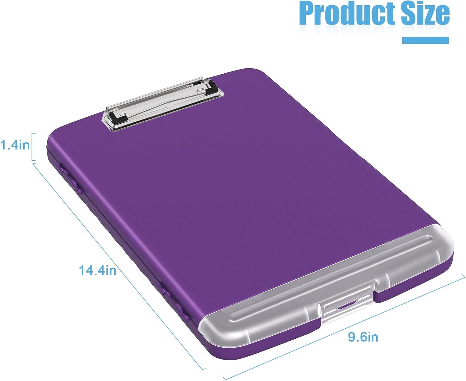 Hongri Juego de 2 portapapeles de plástico con almacenamiento, portapapeles de enfermería con apertura lateral, clips resistentes, caja de